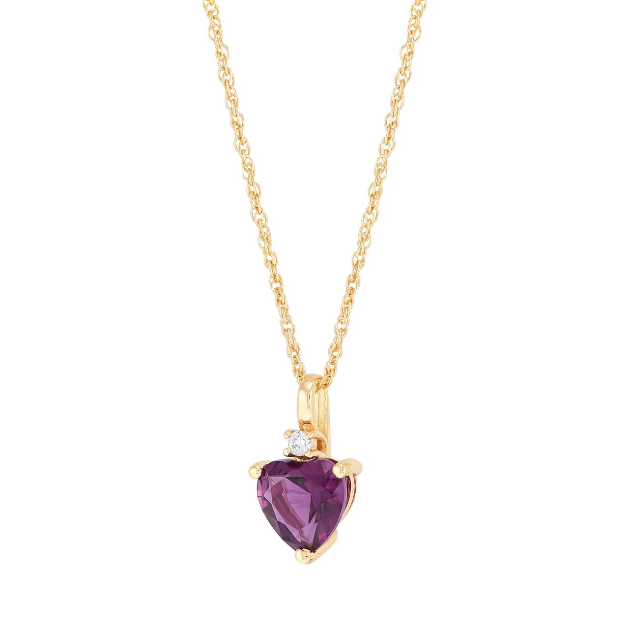 Brilliance Fine Jewelry Heart Simulated Amethyst and Cubic Zirconia Pendant Necklace