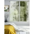 thumbnail image 2 of Abstract Art Sheer Curtains 72 inches Long 2 Panels Set Vintage Green Collage Oil Painting Sheer Window Curtain Rod Pocket Voile Drapes for Living Room/Bedroom, Each 52" W x 72" L, 2 of 7