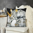 thumbnail image 2 of Blown Glass Rhinoceros Animal Figurines Collectibles Crystal Art Rhino Wildlife Paperweight(Clear and Golden), 2 of 5