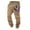 Khaki, variant on Men's Spring and Fall Sports Fitness Solid Color Trousers, Loose Running Casual Large Size Flag Print Sweatpants Cotton for Athletic Wear,Army Green,L
