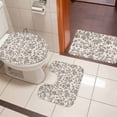 thumbnail image 4 of Farmhouse Brown Bath Mat 3 Piece Bathroom Rug Set, Vintage Flower Leaf Botanical Plant Non Slip Bath Rug Contour Mat and Toilet Lid Cover, Absorbent Shower Mats Soft Bath Rugs and Mats Sets, 4 of 8