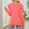thumbnail image 4 of gakvbuo Fall Women Casual Solid Long Sleeve Ruffles Hoodie V-Neck T-Shirt Blouse, 4 of 7