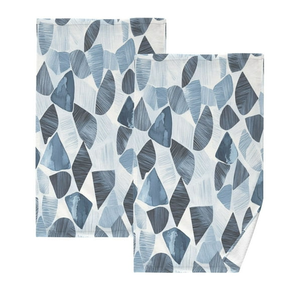 Cool Toned Modern Pattern Set of 2 Pure Cotton Towels, 16'' x 28'', Highly Absorbent and Soft