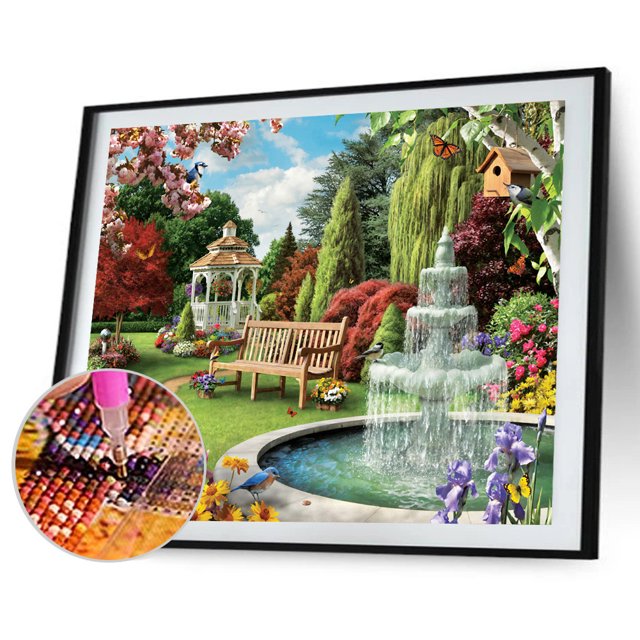 Cuadros Decorativos 5D DIY diamante pintura jardín paisaje completo redondo taladro arte cuadro decoración del hogar JShteea Nuevos Originales