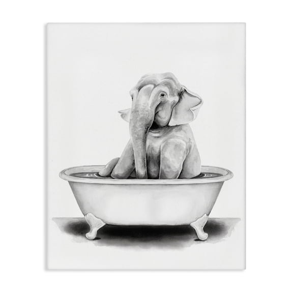 Stupell Industries Cottage Elephant In Tub Funny Canvas Art, 24 x 30, by Rachel Nieman