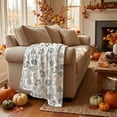 thumbnail image 2 of Sm:)e Blue Maple Leaves Pumpkin Fall Blanket, 60x80 Inch, Soft Flannel Fleece Blankets for Sofa Home Decor, 2 of 7