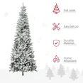 thumbnail image 4 of 9ft Flocked Pencil Christmas Tree, Snow-Covered Artificial Xmas Tree with Full Branch Tips, Automatic Open, Indoor Holiday Decoration, Green, 4 of 10