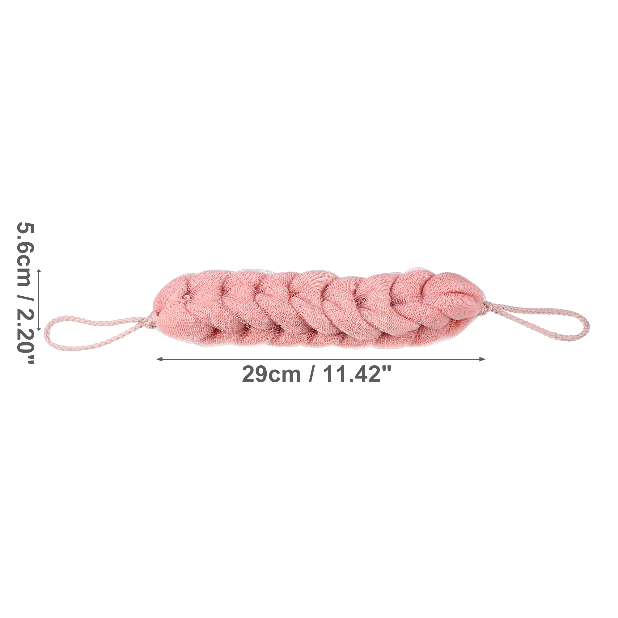 Unique Bargains 1 Pc Bath Shower Loofah Sponge Body Puffs 11.42"x2.20"x1.97" Pink