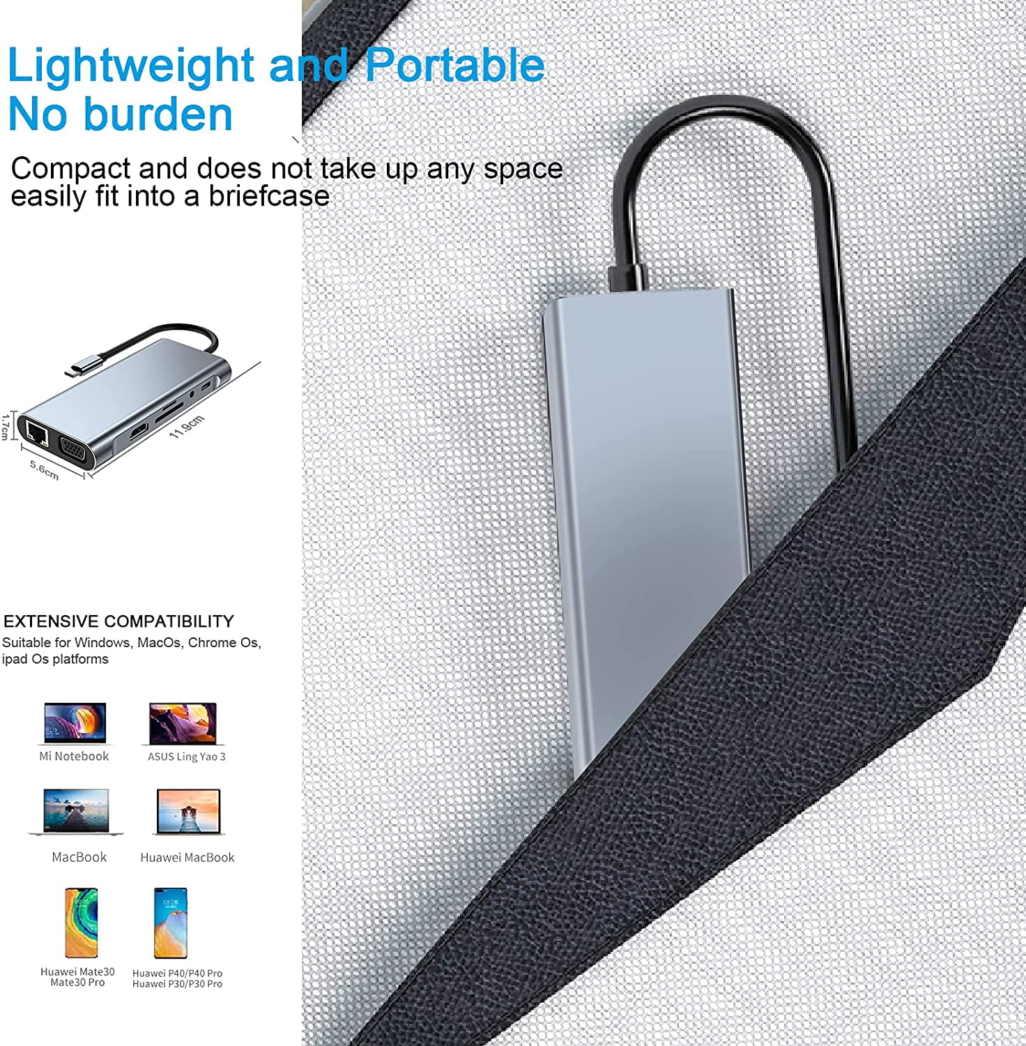 XIHAMA USB C HUB, USB C Adapter 11 in 1 Dongle with 4K HDMI, VGA, Type C PD, RJ45 Ethernet, SD/TF Card Reader, 3.5mm AUX, Docking Station Compatible with MacBook Pro/Air, Other Type C Laptops