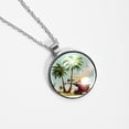 thumbnail image 4 of Coconut Tree Elegant Glass Circular Pendant Women's Necklace, 4 of 5
