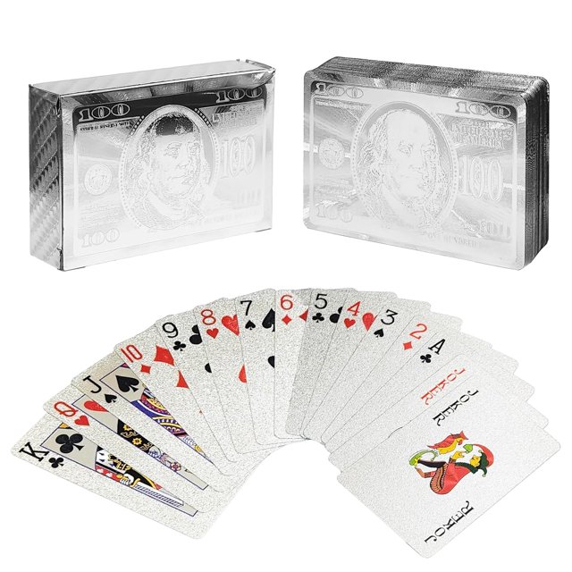 Vgrassp Silver Deck Of Waterproof Playing Cards For Adult - Highly Flexible, Durable Playing Cards With Great Slip & Design | With Much Better Look | Use For Party & Game | Playing Cards