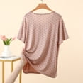 thumbnail image 5 of TEAJOPSUU Sleep Shirts for Women Polka Dot Pajama Tops Cotton Blend Round Neck Solid Color Pajamas Top Khaki, 5 of 8