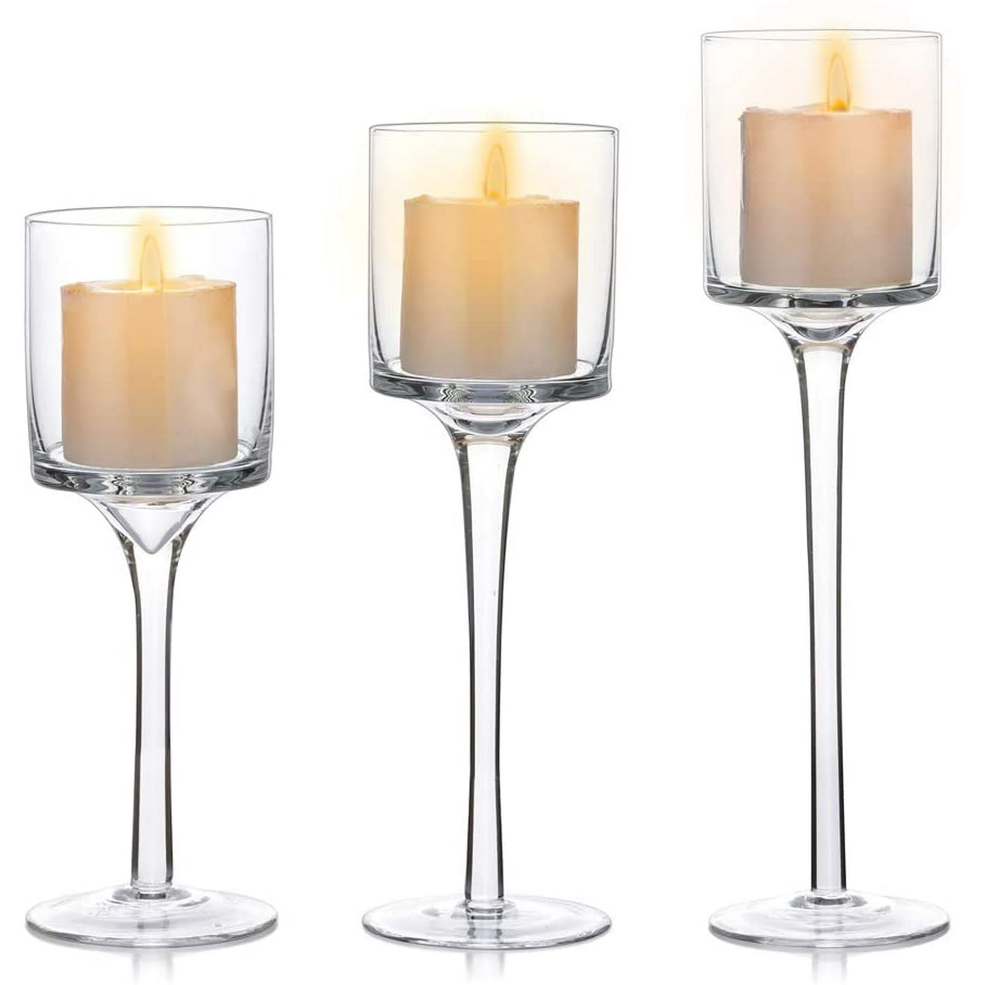 Glass Candleholders Tea Light Candle Holders Clear Wedding Weddings  Hurricane Tall Elegant Ideal for Dining Party Home Decor Parties Table  Settings