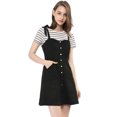 thumbnail image 4 of MODA NOVA Junior's Strap Button Down Faux Suede a-Line Mini Overall Dress, 4 of 7