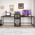 thumbnail image 4 of Costway 97 Inch Two Person Desk Double Computer Desk with Power Outlets Printer Stand, 4 of 10