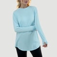 thumbnail image 4 of Women Summer Tops Women Casual Fashion Solid Color Loose Round Neck Long Sleeve Raglan Sleeve T Shirt Top Metallic Top Long Sleeves Camping Womens Exercise Tops Pajama Shirt Blouse Cute Blue M, 4 of 4