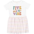 thumbnail image 3 of Inktastic Five is a Vibe 5th Birthday Retro Colors Girls Toddler Dress, 3 of 5
