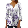 thumbnail image 2 of Fiudx Ofertas Del Día Camiseta Estampada a La Moda para Mujer, Blusa con Mangas 3/4, Camisetas Informales con Cuello En V, 2 of 5