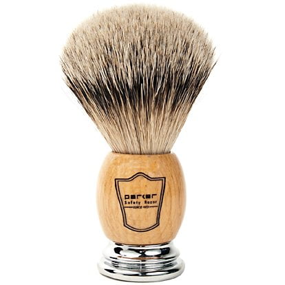 Parker Safety Razor 100% Silvertip Badger Bristle Shaving with Deluxe Olivewood & Chrome Handle -- Brush Stand Included