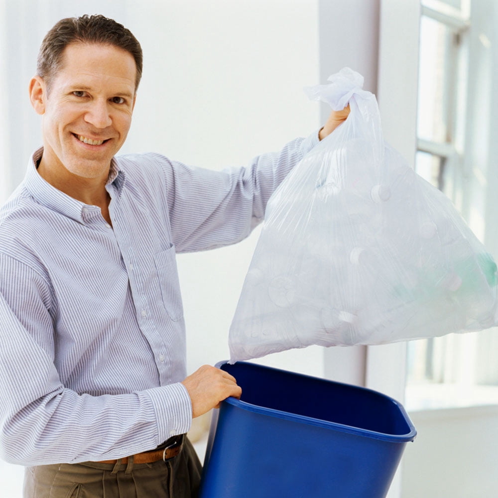 Ox Plastics Clear Can Liners Trash Bags - Large Transparent, Heavy-duty Recycling Garbage Bags - Perfect for Commercial Use for Anywhere - 42 Gallon & 1.5mil Thick Clear (100 Bags)