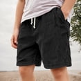 thumbnail image 2 of Krdevn Boys Solid Color Corduroy Shorts, Relax Fit Mid Thigh No Rear Pocket Daily Summer Bottoms,Black, 2 of 6