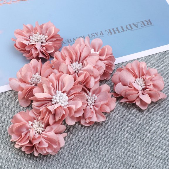 PBPBOX 10pcs Decorative Flowers for Hair Clips in Fabrics for Women