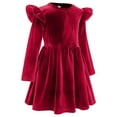 thumbnail image 3 of IBTOM CASTLE Toddler Baby Girls Velvet Tutu Dress Pageant Party Gown Kids Fall Winter Ruffle Long Sleeve Princess Christmas Birthday Party Wedding Evening Dress 18-24 Months Red, 3 of 8
