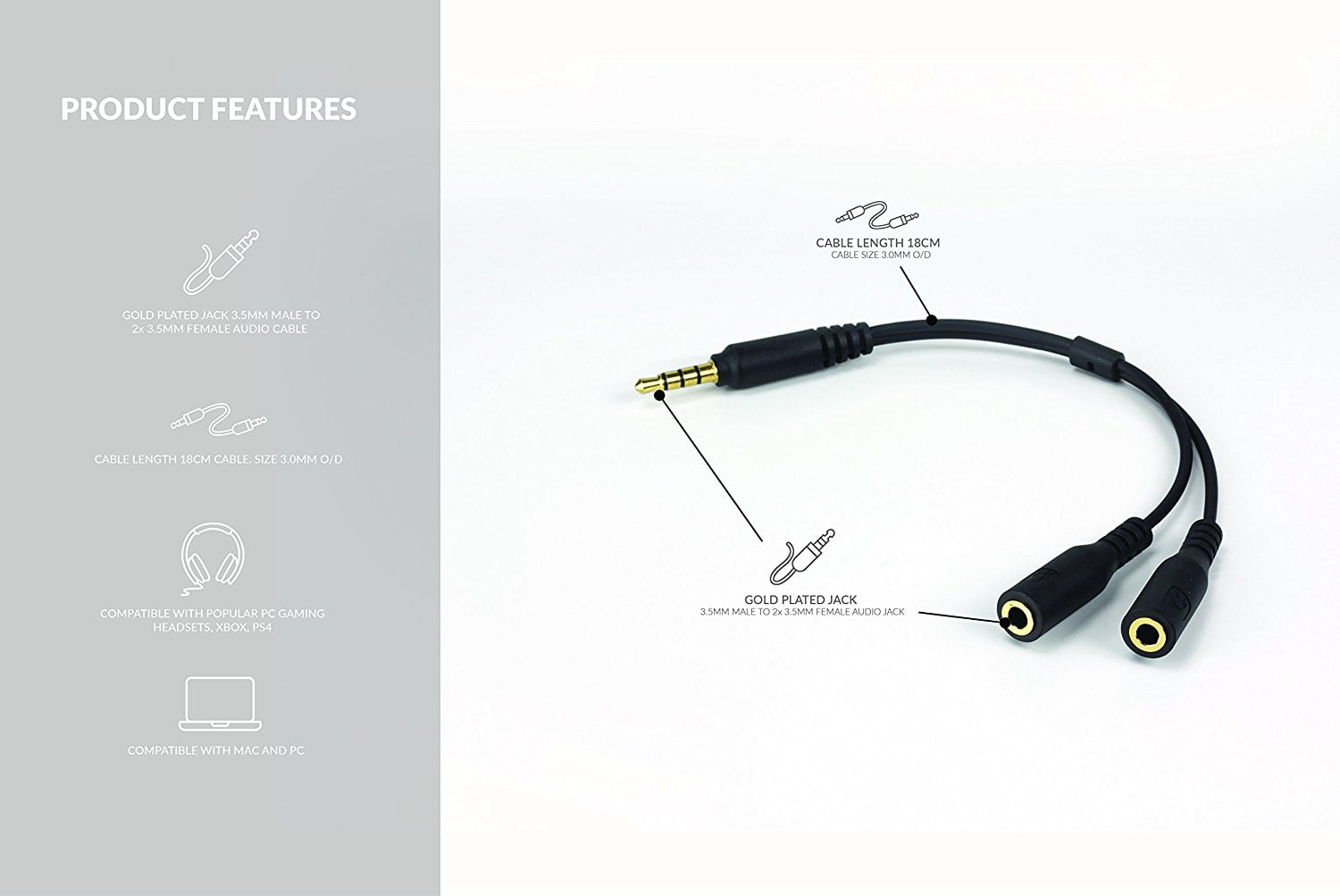 PC Headset Adapter _ Converter Cable to 