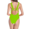 thumbnail image 4 of UTSJKR Women's One Piece Swimsuit Ruffle Trim Strappy Open Back High Cut Bathing Suit Fashion Push Up Tummy Control Swimwear Green M, 4 of 4