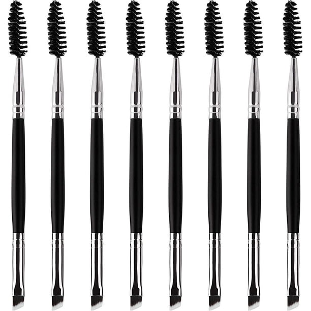 8 cepillos de cejas de doble punta 2 en 1 cepillo de cejas en ángulo y cepillo de pestañas profesional mini cepillo de pestañas para arreglar, dar forma