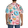 thumbnail image 5 of Naloa Cupcakes and Donuts Men's Loose Fit Cuban Collar Short-Sleeve Shirt with Button-down and Chest Pocket for Everyday Wear Outings - Medium, 5 of 7