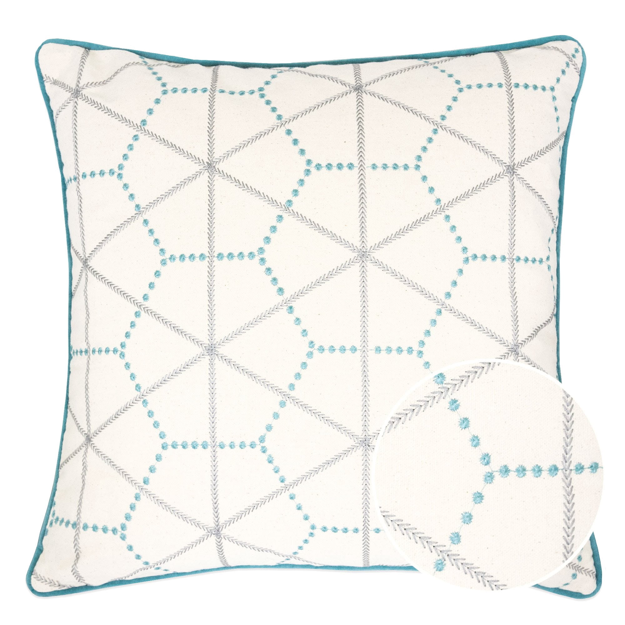 Helen Turquoise Geometric Polyester 20 in. x 20 in. Throw Pillow