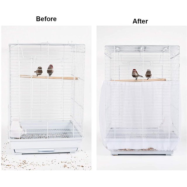 Cubierta de jaula, cubierta de jaula de pájaros, cubierta de malla, jaula de protección, contracción de malla plegable flexible para loros, periquitos, pájaros canarios, color blanco Xemadio QH-704