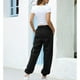 thumbnail image 5 of Pantalones largos para mujer, cintura elástica, Color puro, diseño con bandas en el tobillo, pelusa Extra, pantalones femeninos de moda, negro S, 5 of 7