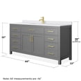 thumbnail image 5 of Wyndham Collection Beckett 66" Wood Single Bathroom Vanity in Gray/Gold, 5 of 6