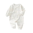 thumbnail image 2 of Mgmyaa Newborn Baby Kimono Romper Pure Cotton Long Sleeve Footless Bodysuit with Snap Closure and Moon Star Print, 2 of 7