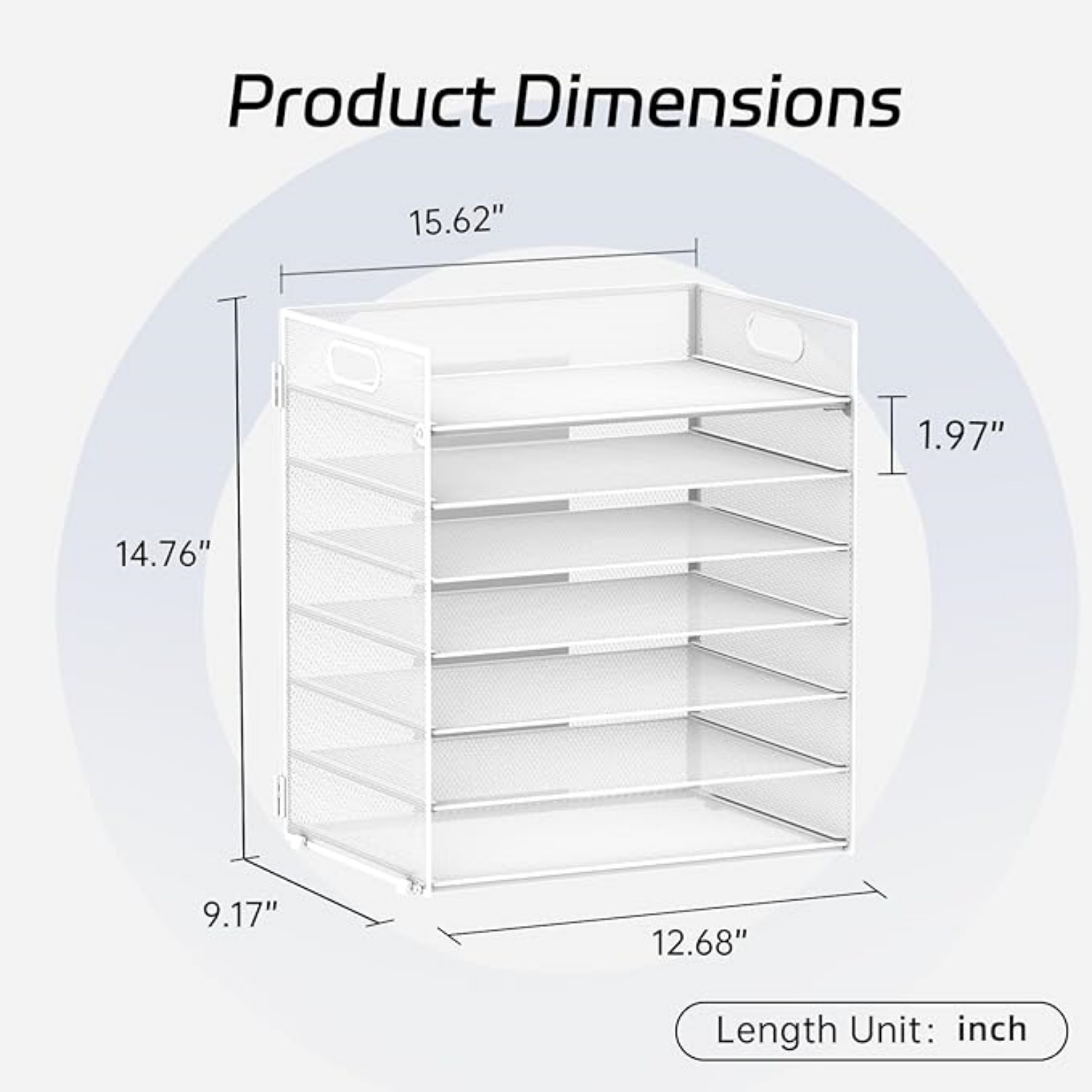 INTIGE 7 Tier Paper Organizer, Mesh Desktop File Holder with Handles for Office