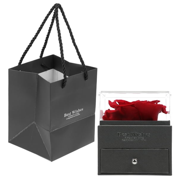 KAKOWELY Caja de regalo para joyería, romántica, con flores preservadas, tipo cajón, caja de almacenamiento, caja de regalo