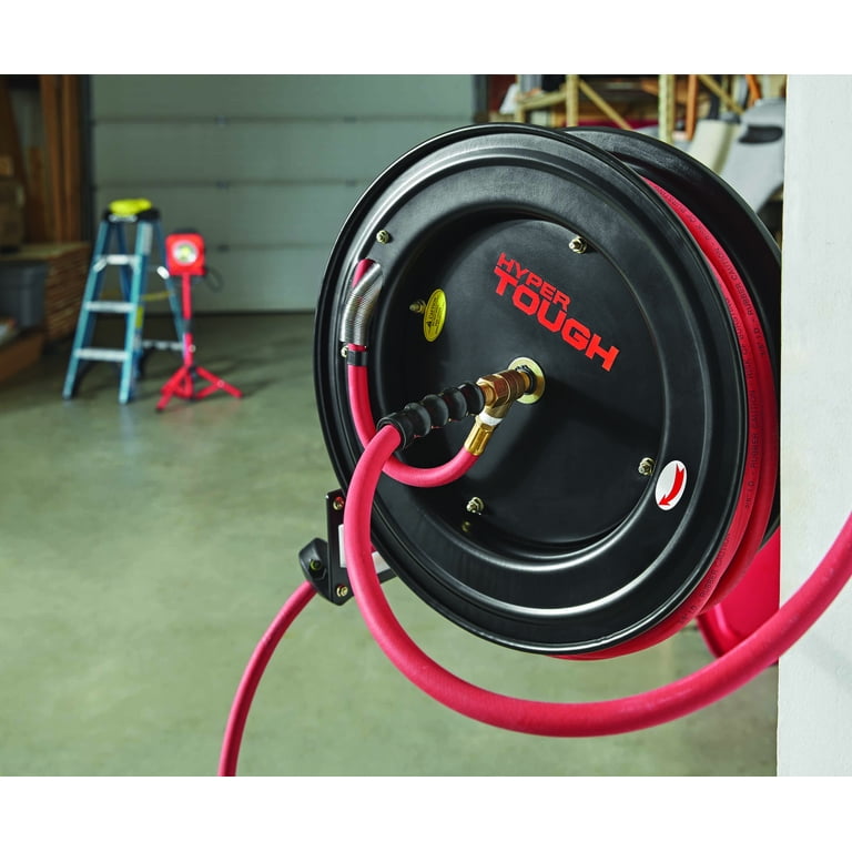 Goodyear L815153G Steel Retractable Air Compressor/Water Hose Reel with 3/8  in. x 50 ft. Rubber Hose, Max. 300PSI - Walmart.com