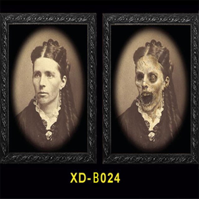 WRXMIJNHGSA Hangs Under $5 Horror Picture Frame Lenticular 3D Changing Face Scary Portraits Haunted Spooky