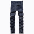 thumbnail image 1 of Lilgiuy Men's Fashionable Striped Plaid Casual Trousers High Elastic Large Size Slim Formal Trousers Cotton Trousers Full Lengrh Pants Lightweight Exercise Pants Running Workout Sports, 1 of 5