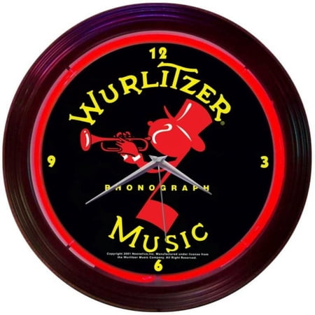 WURLITZER JOHNNY ONE NOTE RED NEON CLOCK – 8WURLJ