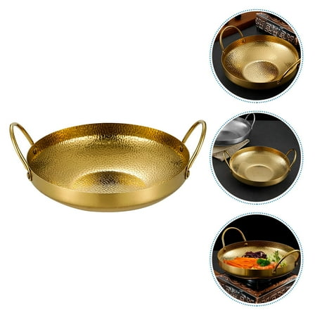 UPOUART Stainless Steel Fry Pan For Home Kitchen Use With Golden Color 1Pack