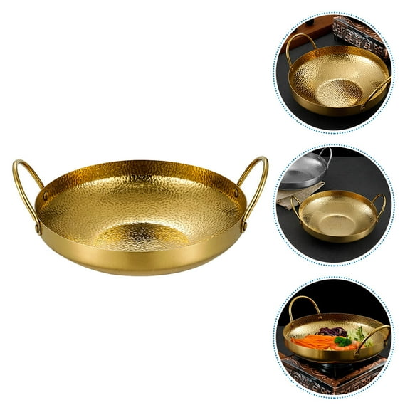 UPOUART Stainless Steel Fry Pan For Home Kitchen Use With Golden Color 1Pack