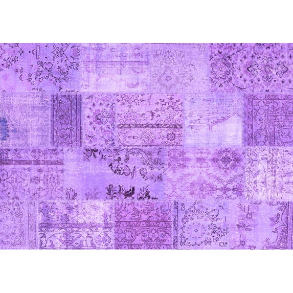 Ahgly Company Indoor Rectangle Patchwork Purple Transitional Area Rugs, 8' x 12'