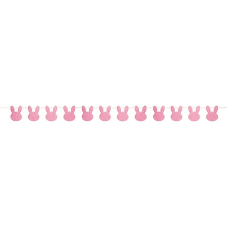 Way to Celebrate Pink Glitter Easter Bunny Banner, 1 ct, 6 ft