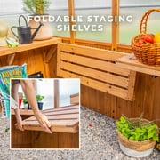 Backyard Discovery Zalie 11 x 7 Cedar Wood and Polycarbonate Greenhouse Kit, PowerPort