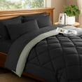 thumbnail image 6 of Sonoro Kate Queen Comforter Set Black, Bed in a Bag 7 Pieces, Luxury Soft All-Season Bedding Set with Down Alternative Comforter, 1 Flat & 1 Fitted Sheets, 2 Pillowcases & 2 Shams, 6 of 8