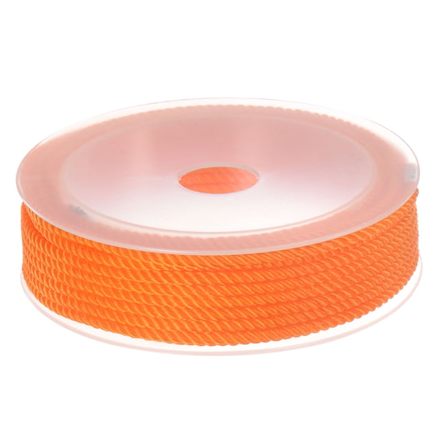 Unique Bargains Twisted Nylon Twine Thread Beading Cord 3mm 7M/23 Feet Extra Strong Braided Nylon String, Orange