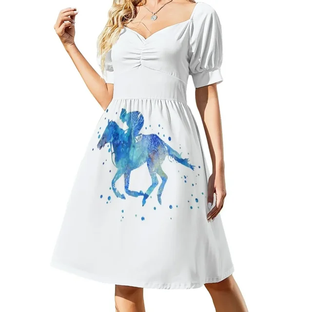 Vestido de manga corta de jockey de carreras de caballos, vestidos de noche para mujer, vestidos elegantes, tallas grandes, vestidos de mujer